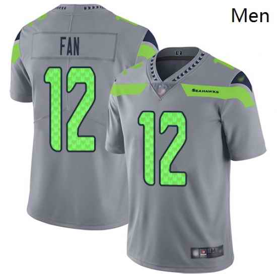 Seahawks 12 Fan Gray Men Stitched Football Limited Inverted Legend Jersey